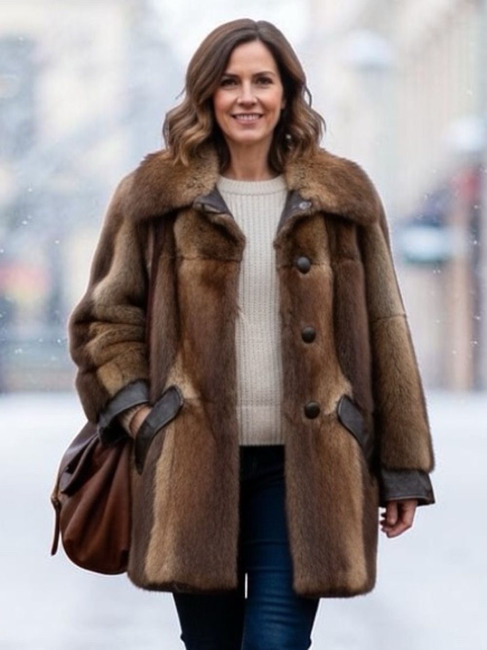 Vintage WESTERN FURS Mink Fur Coat with Leather Accents. Small. Gorgeous!